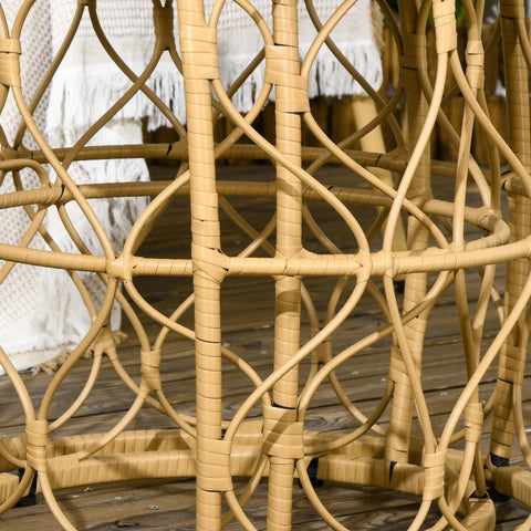 Rootz Garden Tables Set - 2 Garden Tables - Outdoor Side Tables - Boho Style - Large Side Table - PE Rattan-Tempered glass - Black - Natural - 55 Cm X 55 Cm X 51 Cm