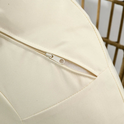 Rootz Rattan Look Wicker Chair - Soft Seat Cushions - Aluminum Frame - Khaki + Beige - 105 x 97 x 150 cm