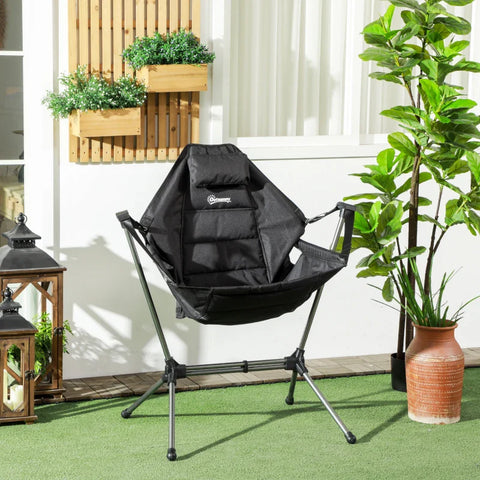 Rootz Camping Chair - Foldable - Garden Chair - Director's Chair - Comfort & Supportive - Carrying Bag - Oxford Cloth - Aluminum Alloy - Black - 54W x 100D x 101H cm