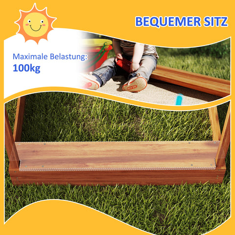 Rootz Sandpit with Sun Protection - Playhouse Design - Kids Sandbox - Solid Wood - 124cm x 116cm x 146cm