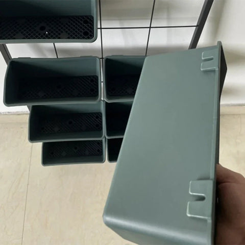 Rootz Planttrap - Bloementrap - 8 Plantbakken - Stapelbaar - Weerbestendig - Grijs + Zwart - 52,5 x 14 x 90 cm