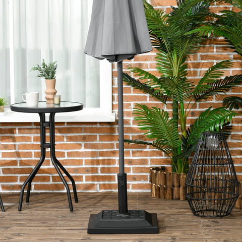 Rootz Parasol Stand - Parasol Holder - Parasol Base - Umbrella Stand - Weather Resistant - Resin Housing - Black - 44cm x 44cm x 33cm