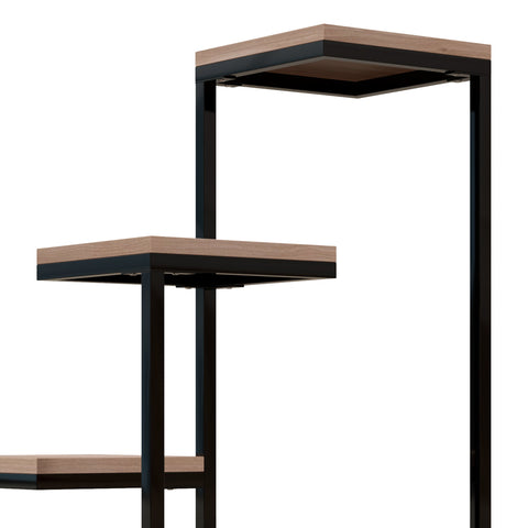 Rootz Industrial Plant Shelf - Flower Stand - Metal and Wood Display - 4 Levels - Sturdy and Stylish - 40cm x 40cm x 75.5cm