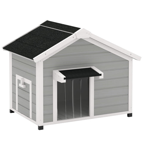 Rootz Solid Wood Dog House - Free Dog House - Pet Shelter - All-Weather Safety - 95cm x 68cm x 76cm