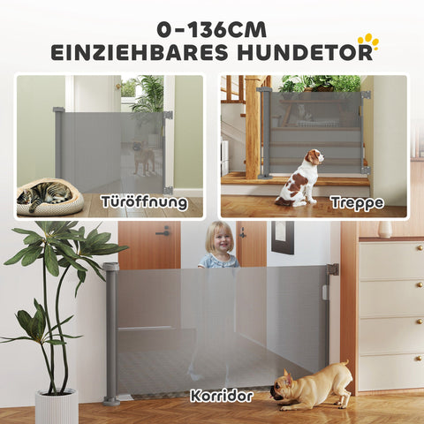 Rootz Stair Protection Grille - Pet Safety Gate - Door Barrier - Protects Pets - 142cm x 10cm x 87cm - Grey