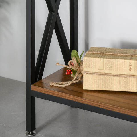 Rootz Console Table - Entryway Table - Industrial Furniture - Sturdy Design - 120cm x 23.5cm x 75cm - Walnut Finish