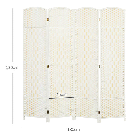 Rootz 4-Part Foldable Room Divider - Privacy Screen - Partition Screen - Enhanced Privacy - 180cm x 1.7cm x 180cm