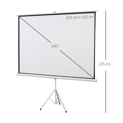 Rootz Projection Screen - Cinema Screen - Presentation Display - Adjustable Height - 203cm x 152cm