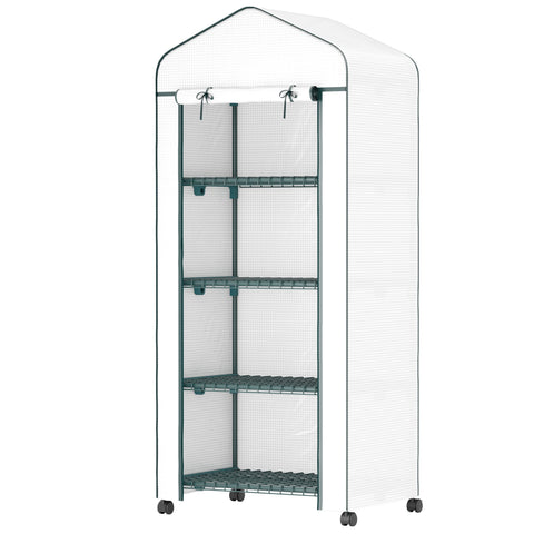 Rootz Foil Greenhouse - Mini-Greenhouse - Plant House - Early Bed - 4 Shelves - Weatherproof Stability - 69 x 50 x 165 cm