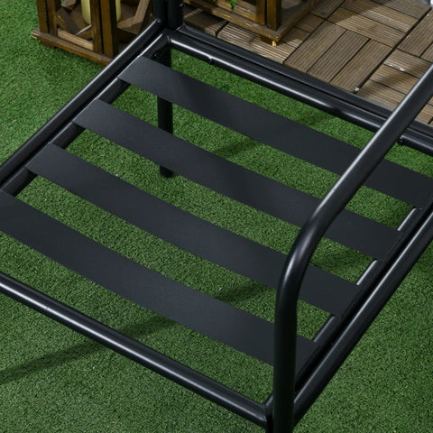 Rootz Garden Furniture Sets - Outdoor Seating Group - 3 Parts - Back Cushions - 2 Chairs - Table - Glass Top - Seat Cushions - Metal Frame - Tempered Glass - Polyester - Beige - 53W x 55Tcm