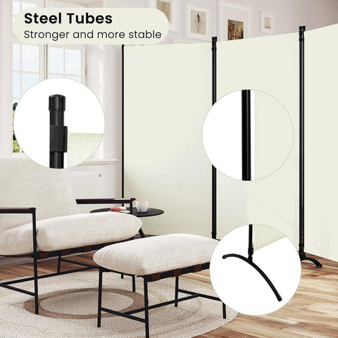 Rootz Privacy Screen Room Divider - Outdoor Screen - Privacy Partition - Weatherproof Material - 255cm x 181cm - Dark Gray & Cream