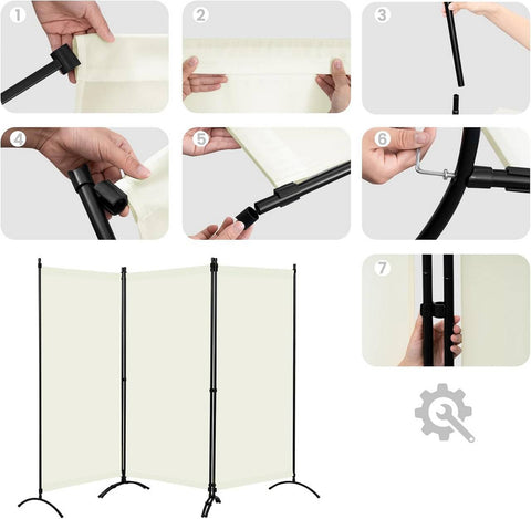 Rootz Privacy Screen Room Divider - Outdoor Screen - Privacy Partition - Weatherproof Material - 255cm x 181cm - Dark Gray & Cream