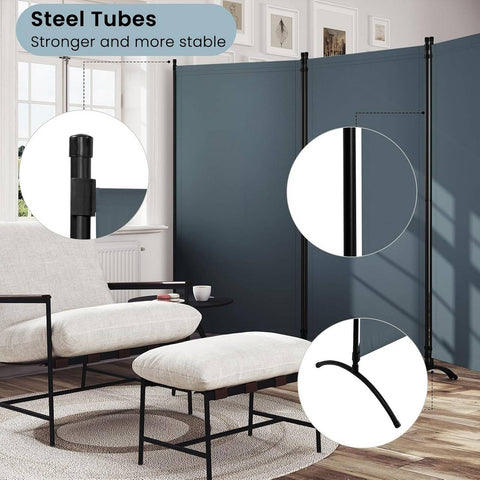 Rootz Room Divider Screen - Privacy Partition - Folding Privacy Screen - 160g/m² Polyester - 255cm x 181cm - Indoor/Outdoor Use