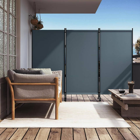 Rootz Room Divider Screen - Privacy Partition - Folding Privacy Screen - 160g/m² Polyester - 255cm x 181cm - Indoor/Outdoor Use