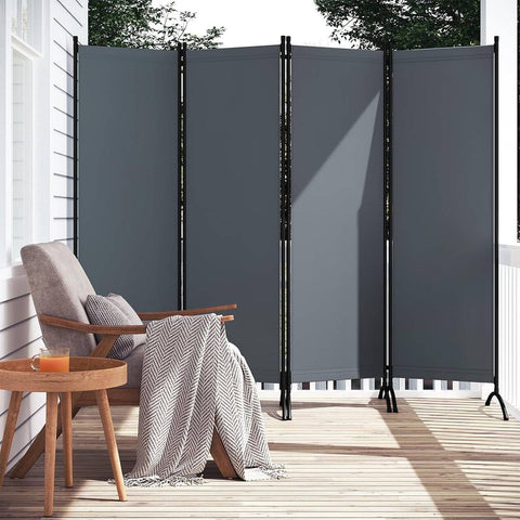 Rootz Room Divider Screen - Privacy Partition - Folding Privacy Screen - PA Coated Fabric - 224cm x 181cm - Weatherproof - Outdoor Privacy Screen