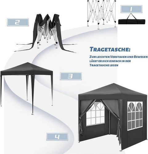 Rootz Garden Gazebo - Outdoor Canopy - Sun Shelter - UV Protection - 2m x 2m x 2.4m - Metal Frame - 210D Oxford Fabric