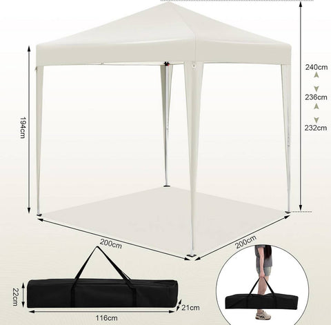 Rootz Outdoor Gazebo - Garden Canopy - Sun Shelter - Rustproof - UV Protection - 2m x 2m x 2.4m