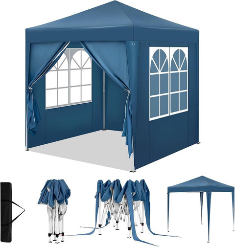 Rootz Garden Gazebo - Outdoor Pavilion - Barbecue Tent - UV Protection - 2x2m - 210D Oxford Fabric - Metal Frame - Adjustable Height - 2.32/2.36/2.4m