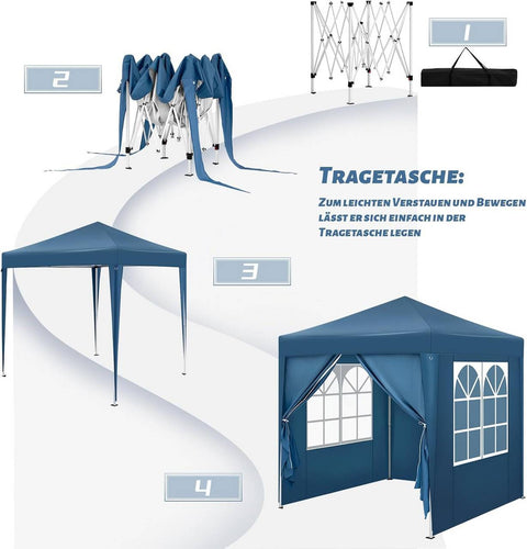 Rootz Garden Gazebo - Outdoor Pavilion - Barbecue Tent - UV Protection - 2x2m - 210D Oxford Fabric - Metal Frame - Adjustable Height - 2.32/2.36/2.4m