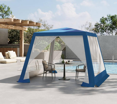 Rootz 3x3m Pavilion Party Tent - Event Canopy - Outdoor Gazebo - UV Protection - Metal Frame - Blue, 300 x 250 x 300 cm