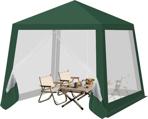 Rootz Pavilion Party Tent - Gazebo - Outdoor Canopy - UV Protection - 300 x 250 x 300 cm - Green - Mosquito Net - Sturdy Metal Frame
