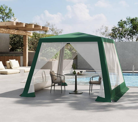 Rootz Pavilion Party Tent - Gazebo - Outdoor Canopy - UV Protection - 300 x 250 x 300 cm - Green - Mosquito Net - Sturdy Metal Frame