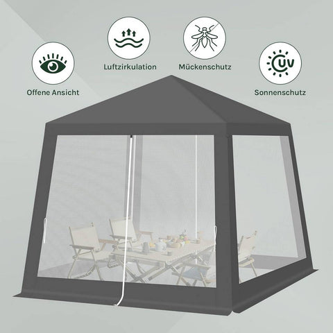 Rootz Pavilion Party Tent - Gazebo - Event Shelter - UV Protection - 3x3 m - Metal Frame - Grey