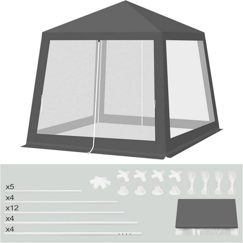 Rootz Pavilion Party Tent - Gazebo - Event Shelter - UV Protection - 3x3 m - Metal Frame - Grey