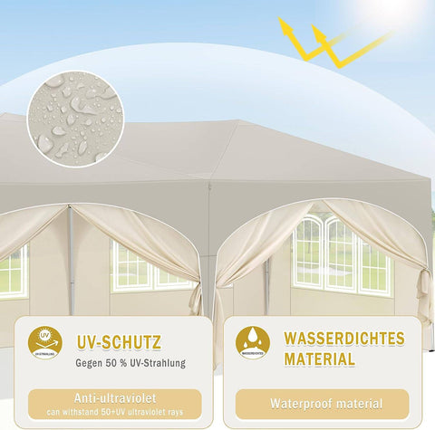 Rootz Garden Gazebo 3x6m - Outdoor Canopy - Pop Up Tent - UV Protection - Water Repellent - 250-254-258cm - Complete Accessories