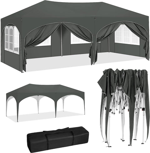 Rootz Garden Gazebo 3x6m - Outdoor Canopy - Pop Up Tent - UV Protection - Water Repellent - 250-254-258cm - Complete Accessories