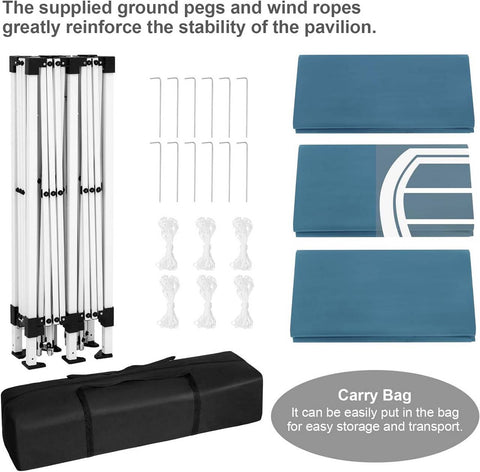Rootz Gazebo 3x6m Blue – Party Tent, Outdoor Canopy, Event Shelter – UV 50+ Protection, Water-Repellent, Height Adjustable (250-258cm)