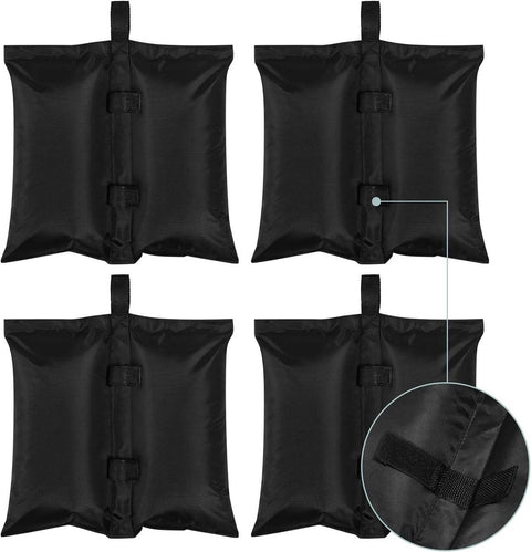 Rootz Sandbag Set - 4 Double Chamber Weight Bags - 300GSM Oxford Fabric - Waterproof - Easy Fixing - Versatile Use - 37cm x 41.5cm - Black