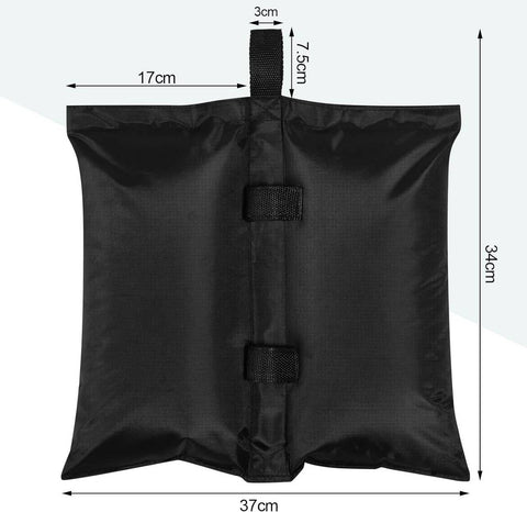 Rootz Sandbag Set - 4 Double Chamber Weight Bags - 300GSM Oxford Fabric - Waterproof - Easy Fixing - Versatile Use - 37cm x 41.5cm - Black