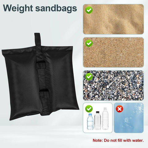 Rootz Sandbag Set - 4 Double Chamber Weight Bags - 300GSM Oxford Fabric - Waterproof - Easy Fixing - Versatile Use - 37cm x 41.5cm - Black