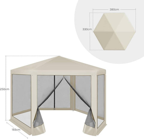 Rootz Garden Pavilion - Outdoor Gazebo - Party Tent - UV Protection - 3.8x3.3 m - Mosquito Net - Brown