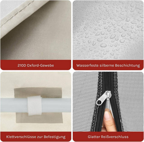 Rootz Garden Pavilion - Outdoor Gazebo - Party Tent - UV Protection - 3.8x3.3 m - Mosquito Net - Brown