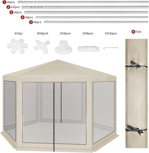 Rootz Garden Pavilion - Outdoor Gazebo - Party Tent - UV Protection - 3.8x3.3 m - Mosquito Net - Brown