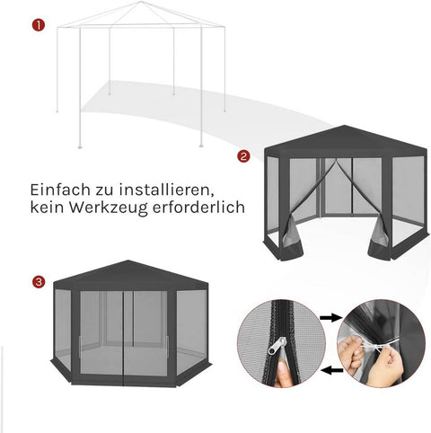Rootz Pavilion Tent - Gazebo - Party Tent - UV Protection - 3.8x3.3m - Metal Frame -  Grey - 380x250x328cm