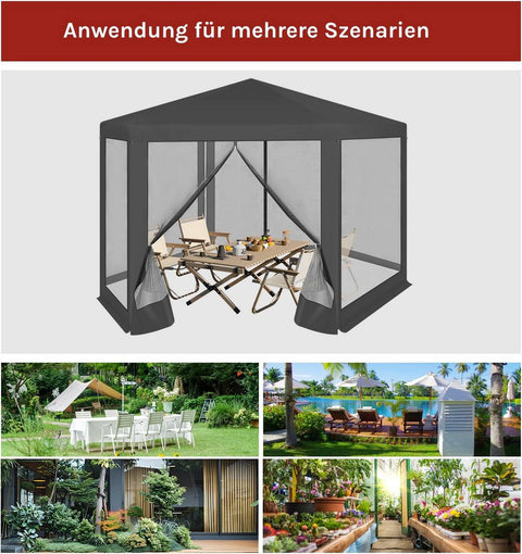 Rootz Pavilion Tent - Gazebo - Party Tent - UV Protection - 3.8x3.3m - Metal Frame -  Grey - 380x250x328cm