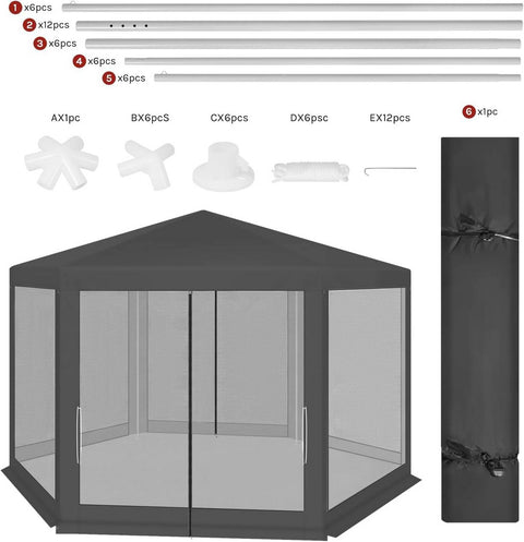 Rootz Pavilion Tent - Gazebo - Party Tent - UV Protection - 3.8x3.3m - Metal Frame -  Grey - 380x250x328cm