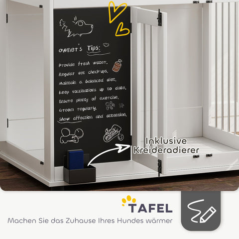 Rootz Dog Crate with Toy Storage – Pet Cage – Dog Kennel – Includes Leash Hooks & Writing Board – 98cm x 65cm x 150cm for Large Dogs