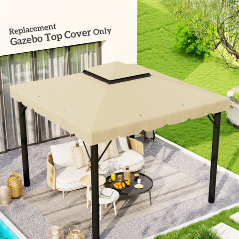 Rootz Pavilion Replacement Roof - Party Tent Cover - Polyester Canopy - Sun Protection - 300cm x 300cm - Brown