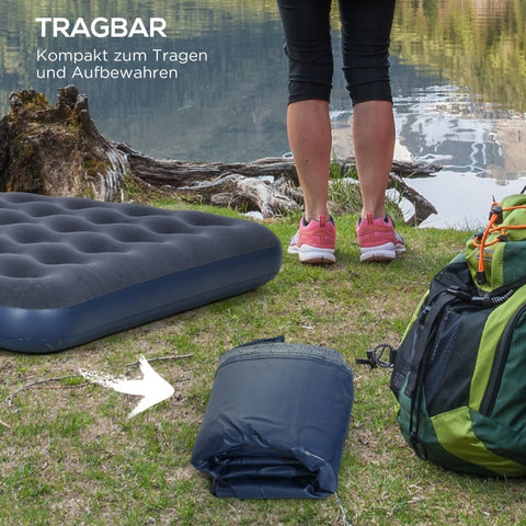 Rootz Air Mattress for 2 People - Inflatable Bed - Camping Mattress - Soft & Robust - Optimal Body Support - Quick Inflation - 203cm x 152cm x 22cm - Dark Blue