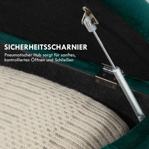 Rootz Velvet Storage Bench - Dark Green Bench - Upholstered Bench - Blanket Organizer - 120cm x 46cm x 42cm