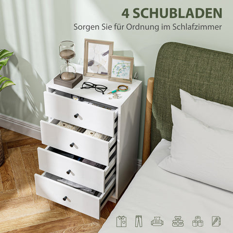 Rootz White Chest of Drawers - Sideboard - Wooden Material - Modern Style - Space Efficient Storage - 47cm x 29cm x 75cm