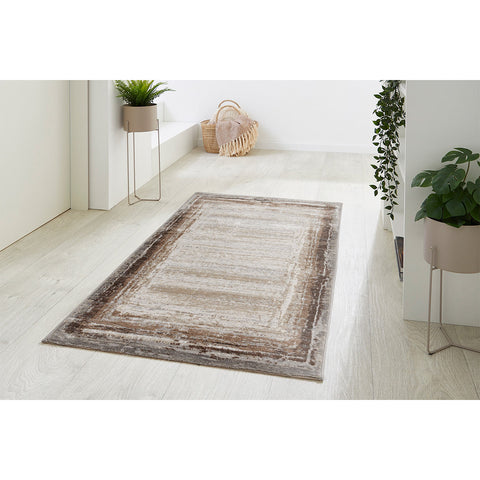 Rootz Short-Pile Woven Carpet - Area Rug - Cream-Brown Floor Mat - Durable & Comfort - 150 x 80 x 0.9 cm