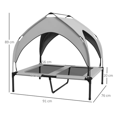 Rootz Dog Bed with Roof - Outdoor Dog Shelter - Elevated Dog Cot - Breathable & Water-Repellent - 91 x 76 x 89 cm - Comfort & Protection