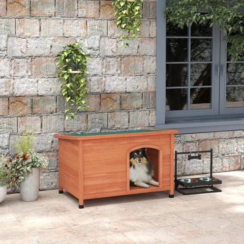 Rootz Dog Houses - Houten hondenkennel - Functioneel hondenhok - Verdeeld in 3 delen - Sparrenhouten frame - Oranje - 100L x 65,5W x 68H cm