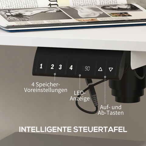 Rootz Vinsetto Elektrisch sta-bureau - In hoogte verstelbaar bureau - Ergonomisch bureau - 4 vooraf ingestelde hoogtes - Botsbescherming - 140 cm x 70 cm x 72-116 cm - Spaanplaat en staal