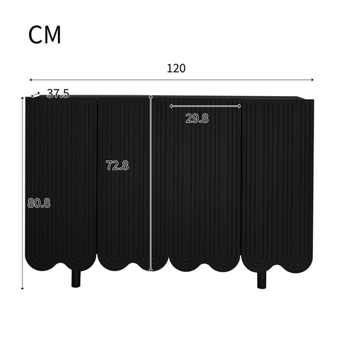 Rootz Sideboard with Teardrop Carving - Molded Doors - Buffer Hinge - Quiet Operation - 120x37.5x80.8 cm - Black